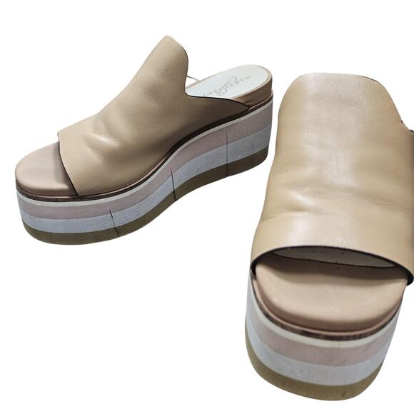 Naked Feet Sandals Womens 6 Flow Platform Wedge Slide Leather Minimal Coastal - Picture 3 of 8